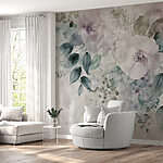 Papel de parede Elegância floral em tons de aguarela