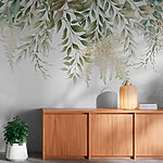 Papel de parede Folhas e flores elegantes em cascata
