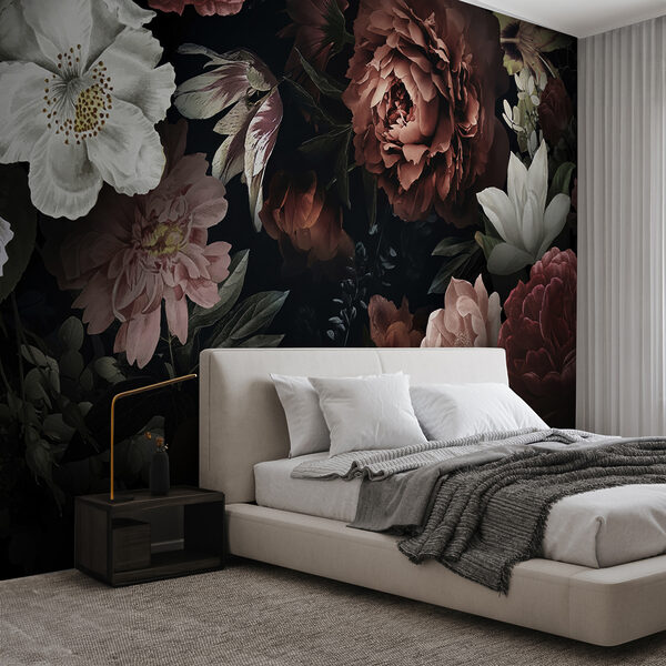 Papel de parede Elegância floral escura com beleza florescente