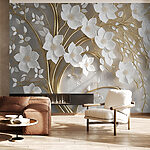 Papel de parede Ramos elegantes com flores brancas