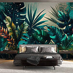 Papel de parede Folhagem tropical vibrante em harmonia