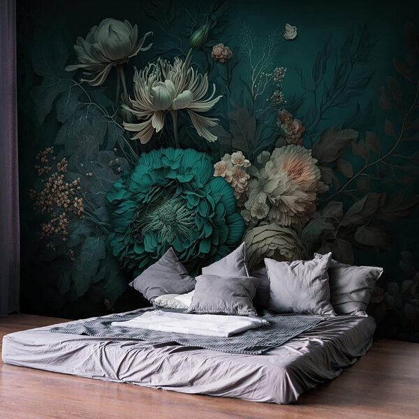 Papel de parede Obra de arte floral com pétalas delicadas
