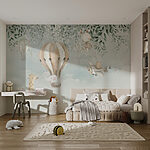 Papel de parede Pintura de um coelho num baloiço