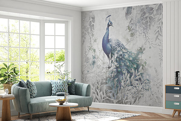 Papel de parede Pintura de um pavão (REF: u96727) Papel de parede Papel de parede Pintura de um pavão (REF: u96727)