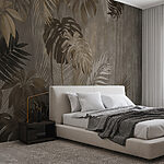 Papel de parede Elegantes folhas tropicais num fundo texturado