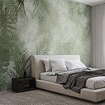 Papel de parede Folhas tropicais num fundo texturado
