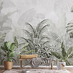 Papel de parede Vegetação luxuriante com folhas tropicais
