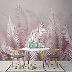 Papel de parede Padrão elegante de folhas de palmeira em tons pastel