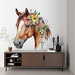 Papel de parede Cavalo adornado com flores vibrantes