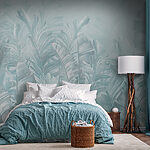 Papel de parede Folhas tropicais com tonalidades suaves