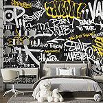 Papel de parede Graffiti amarelo sobre um fundo preto