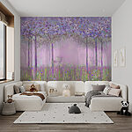 Papel de parede Pintura de flores e relva