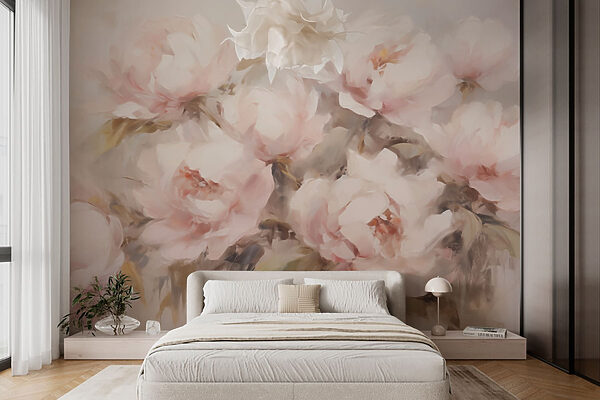Pintura de flores sobre um fundo branco Papel de parede Pintura de flores sobre um fundo branco