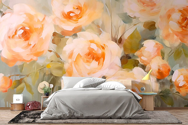 Pintura de flores sobre uma superfície branca Papel de parede Pintura de flores sobre uma superfície branca