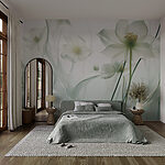 Papel de parede Flores brancas com hastes e caules longos