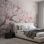 Papel de parede Pintura de uma árvore com flores cor-de-rosa