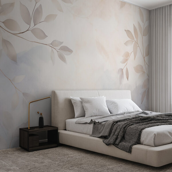 Papel de parede Folhas brancas e cinzentas sobre um fundo branco (REF: w08990) Papel de parede Papel de parede Folhas brancas e cinzentas sobre um fundo branco (REF: w08990)