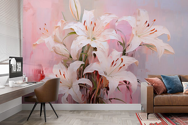 Pintura de flores brancas Papel de parede Pintura de flores brancas