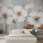 Papel de parede Arte floral serena em cores suaves