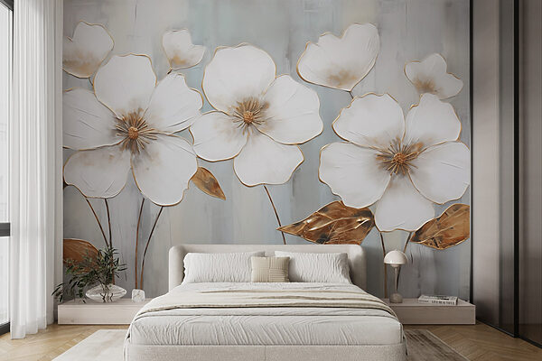 Arte floral serena em cores suaves Papel de parede Arte floral serena em cores suaves