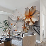 Papel de parede Design floral elegante com linhas fluidas