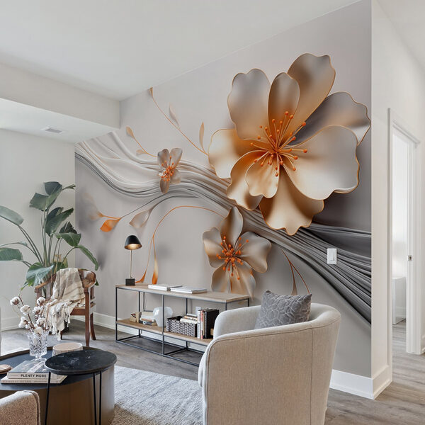 Papel de parede Design floral elegante com linhas fluidas