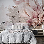 Papel de parede Flor com jornal e folhas