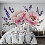 Papel de parede Aguarela de flores e folhas