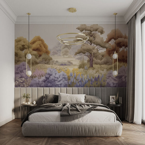 Paisagem com árvores e flores Papel de parede Paisagem com árvores e flores