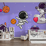 Papel de parede Desenho animado de astronautas no espaço