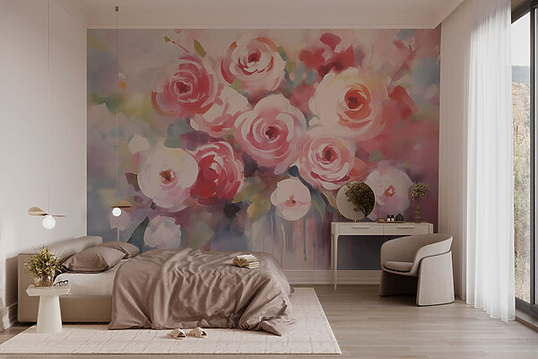Pintura de flores sobre uma superfície branca Papel de parede Pintura de flores sobre uma superfície branca