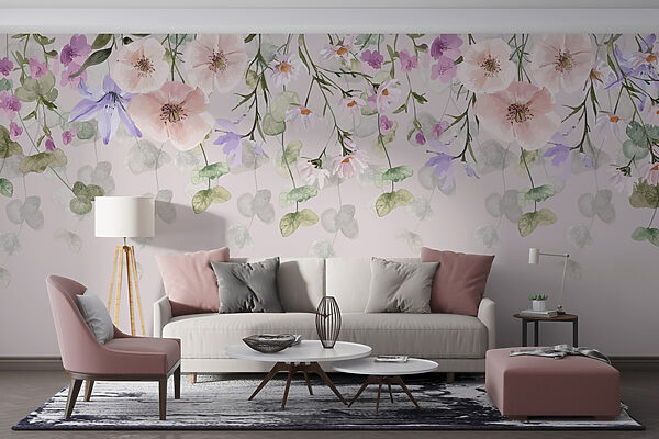 Grupo de flores e folhas Papel de parede Grupo de flores e folhas