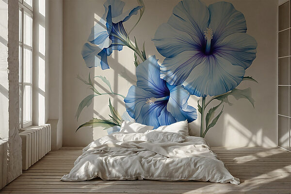 Delicadas flores azuis em plena floração Papel de parede Delicadas flores azuis em plena floração