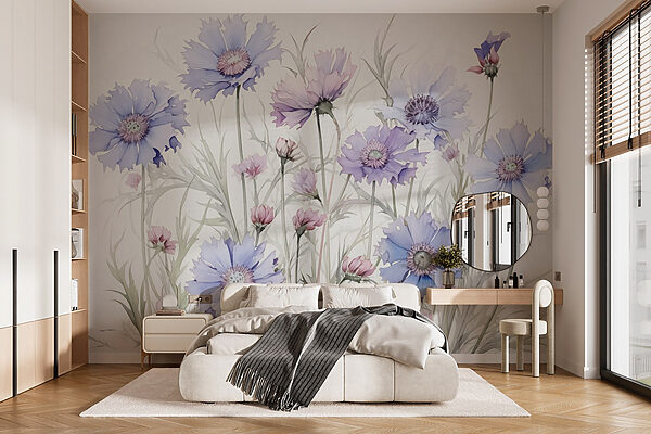 Pintura de flores sobre um fundo branco Papel de parede Pintura de flores sobre um fundo branco