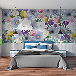 Papel de parede Grupo de flores com folhas