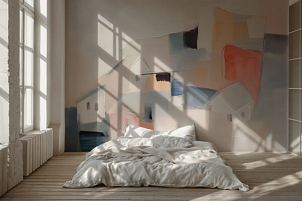 Pintura de casas em cores diferentes Papel de parede Pintura de casas em cores diferentes