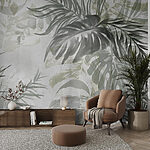 Papel de parede Folhas suaves em tons suaves