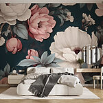 Papel de parede Padrão floral com flores brancas e cor-de-rosa