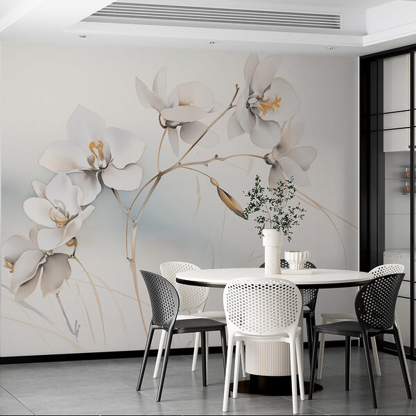 Papel de parede Flores brancas num ramo