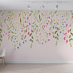 Papel de parede Pintura de flores e folhas