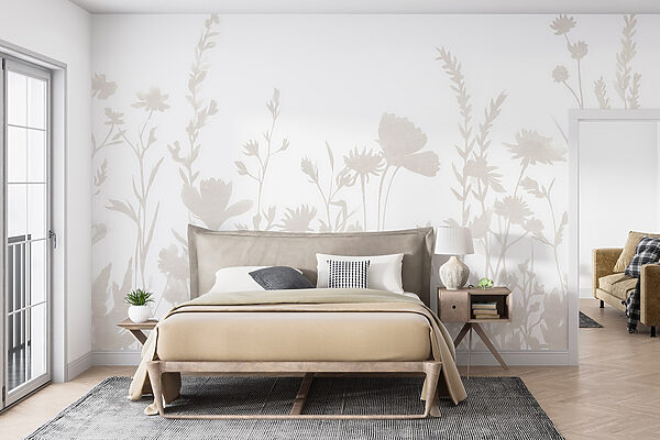 Fundo branco com flores Papel de parede Fundo branco com flores