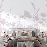 Papel de parede Flores suaves num fundo branco