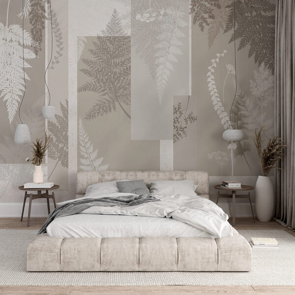 Padrão floral cinzento e branco Papel de parede Padrão floral cinzento e branco