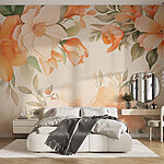 Papel de parede Beleza floral em tons pastel.