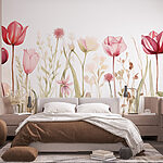 Papel de parede Pintura de flores e relva
