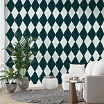 Papel de parede Padrão de diamante preto e branco