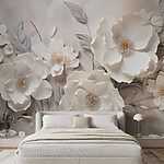 Papel de parede Flores brancas numa parede