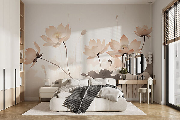 Grupo de flores com folhas Papel de parede Grupo de flores com folhas