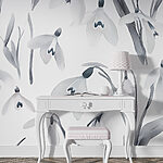 Papel de parede Flores brancas com folhas cinzentas