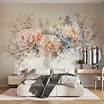Papel de parede Pintura de flores sobre uma superfície branca